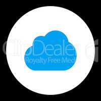 Cloud flat blue and white colors round button