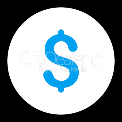 Dollar flat blue and white colors round button