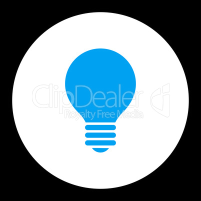 Electric Bulb flat blue and white colors round button