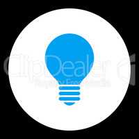 Electric Bulb flat blue and white colors round button