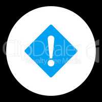 Error flat blue and white colors round button