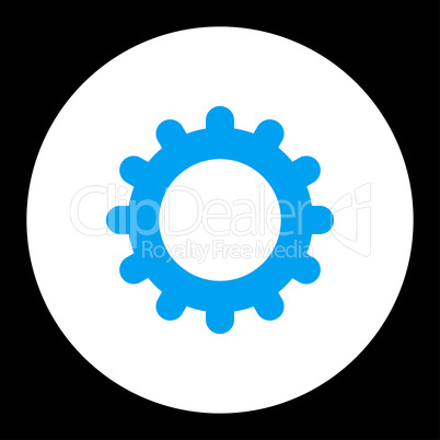 Gear flat blue and white colors round button