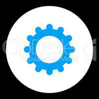 Gear flat blue and white colors round button