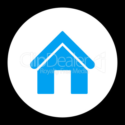 Home flat blue and white colors round button