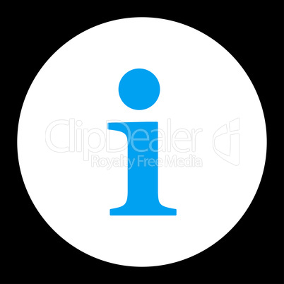 Info flat blue and white colors round button