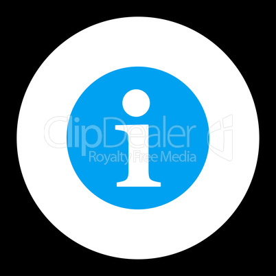 Information flat blue and white colors round button