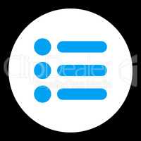 Items flat blue and white colors round button