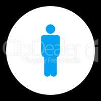 Man flat blue and white colors round button