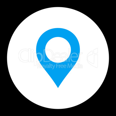 Map Marker flat blue and white colors round button