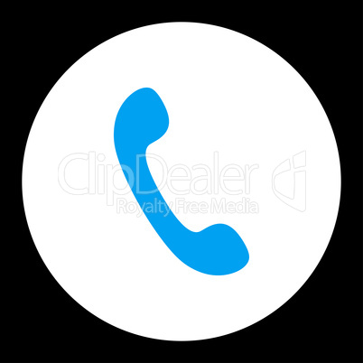 Phone flat blue and white colors round button