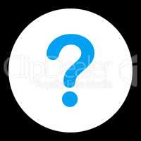 Question flat blue and white colors round button