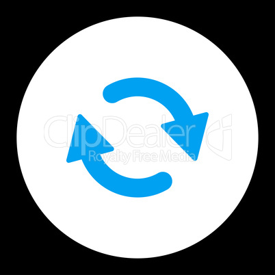 Refresh flat blue and white colors round button