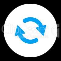 Refresh flat blue and white colors round button