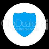 Shield flat blue and white colors round button