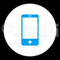 Smartphone flat blue and white colors round button