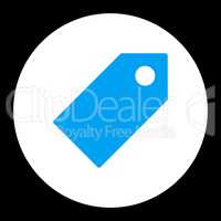 Tag flat blue and white colors round button
