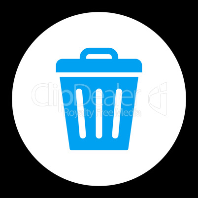Trash Can flat blue and white colors round button