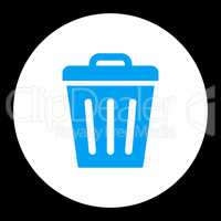 Trash Can flat blue and white colors round button