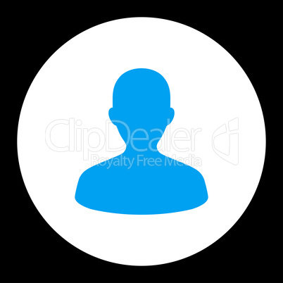 User flat blue and white colors round button