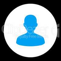 User flat blue and white colors round button