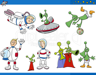 alien cartoon characters set
