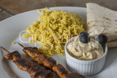 Kebab Hummus and Rice