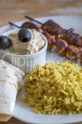 Kebab Hummus and Rice