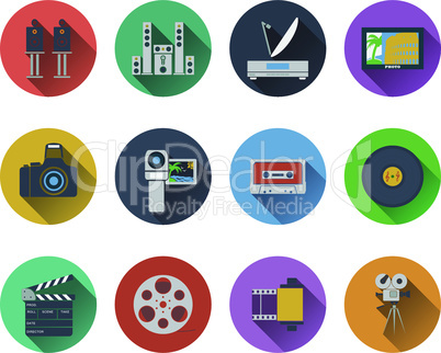 Set of multimedia icons in flat design