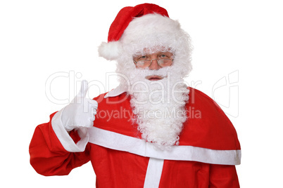 Weihnachtsmann Nikolaus zeigt an Weihnachten Daumen hoch Freiste