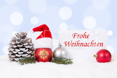 Weihnachtskarte mit Mütze Weihnachten Dekoration mit Schnee