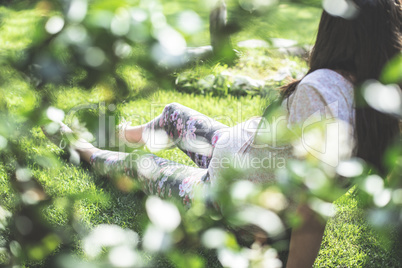 Pregnant women in the garden.