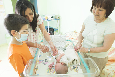 Newborn baby in a hospital.