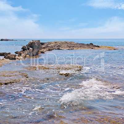 scenic sea shore and blue sky