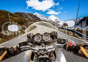 Biker First-person view, mountain serpentine.