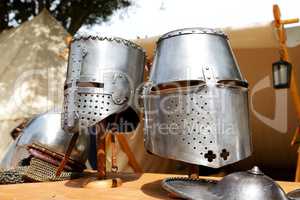 The Medival Knights helmets in Mdina, Malta