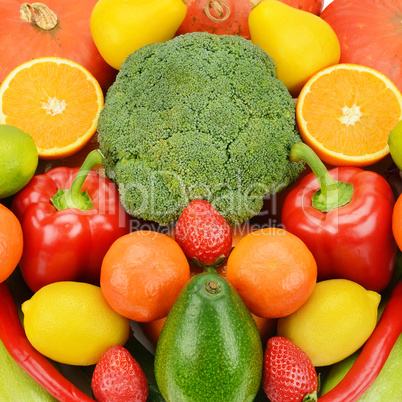 background of different fruits and vegetables