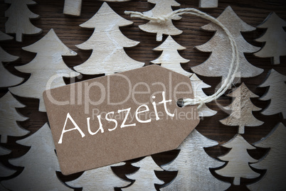 Brown Christmas Label With Auszeit Means Downtime