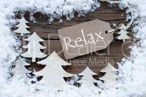 Label Christmas Trees And Snow Relax