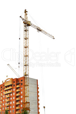 Home and building crane isolated on white background