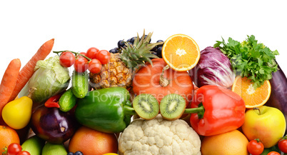 fruits and vegetables isolated on white background