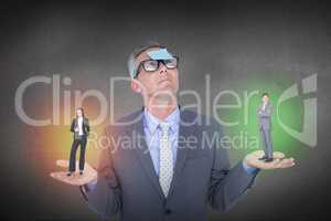 Composite image of assertive businessman standing