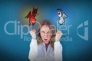 Composite image of  angry yelling businesswoman