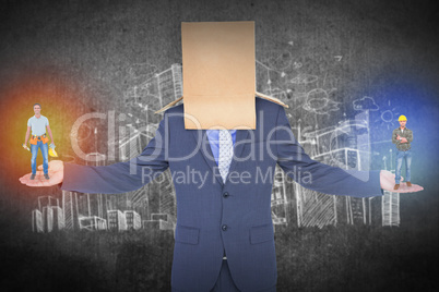 Composite image of handyman smiling