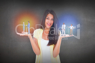 Composite image of  smiling business people shaking hands