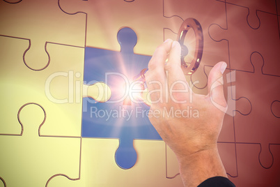 Composite image of hand presenting