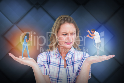 Composite image of angry couple shouting at each other