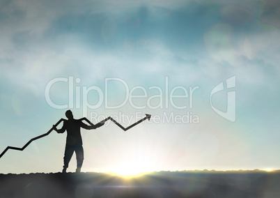 Composite image of businessman with arrow