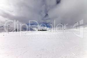 Ski slope in wind day before storm