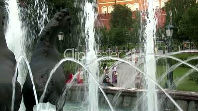 Fountain "Four Seasons" on Manezh Square in Moscow, Russia