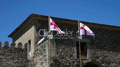 Waving Georgian flag in Mtskheta, Georgia